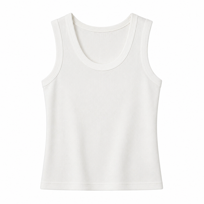 Hvit Strikket Singlet til Dame – Slim Fit &amp; Høy Stretch