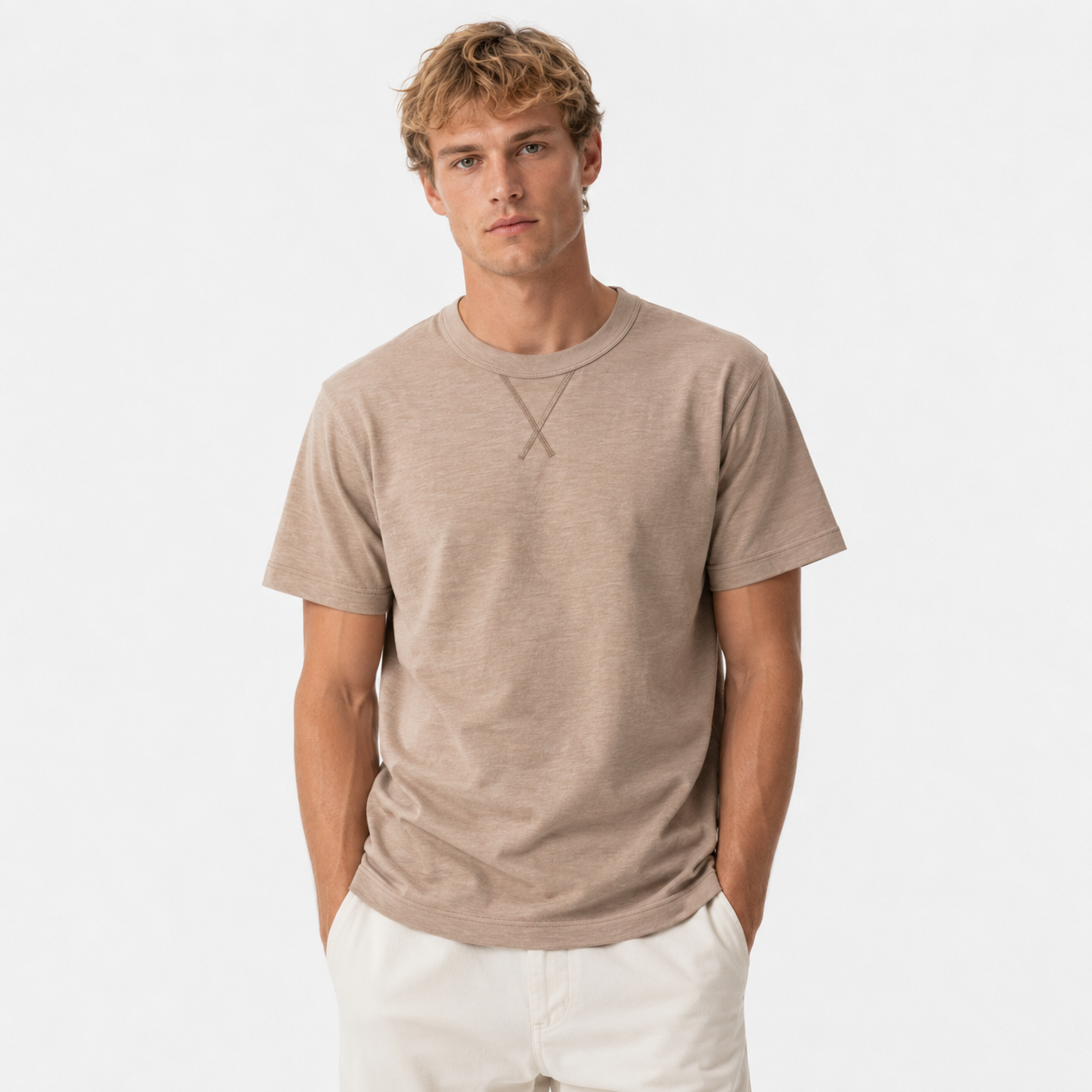 Heavyweight Slub Cotton T-skjorte til Herre – 300g Amekaji Tubular Tee