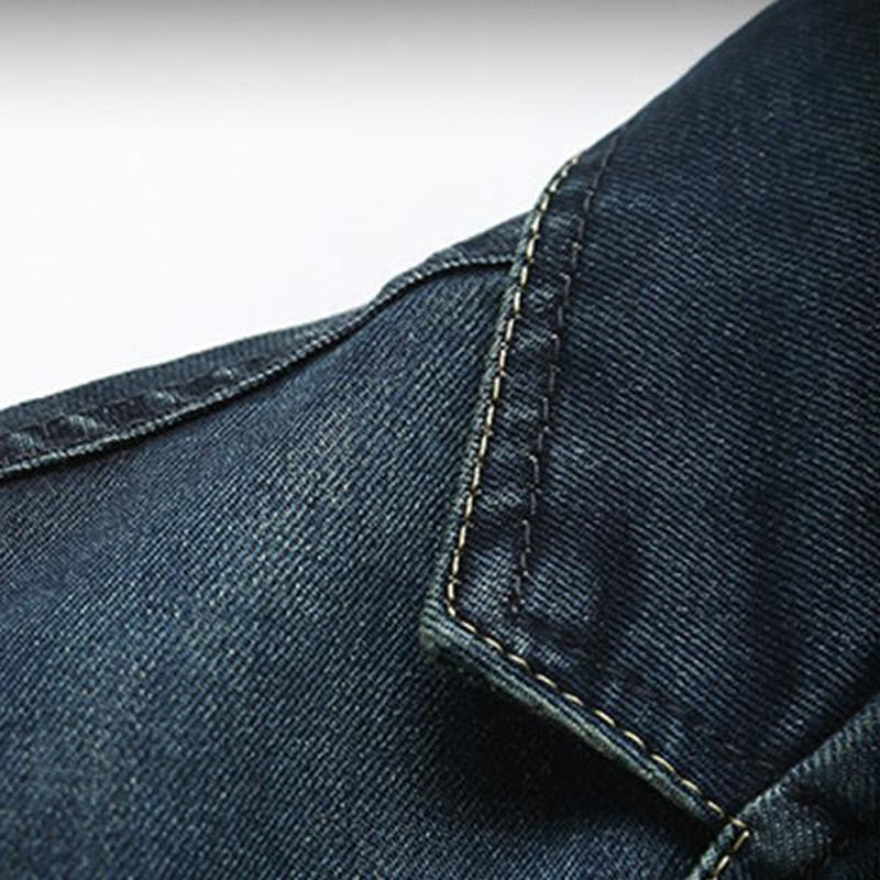 Casual blazer i denim med revers og enkel brystning for menn