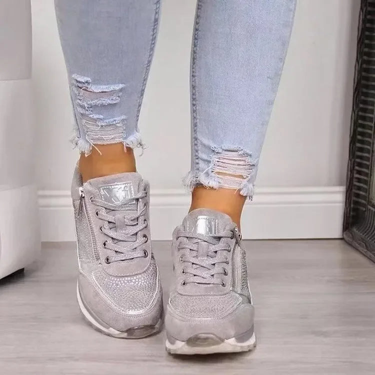 Trendy paljett kile sneakers for kvinner