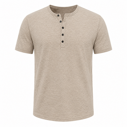 Henley T-skjorte til Herre – Slim Fit med Knappelukking
