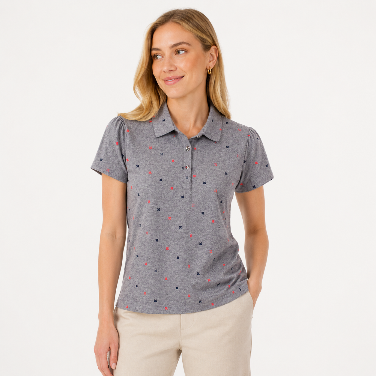 Kortermet Bomullsskjorte til Dame – Slim Fit Sommertopp med Print