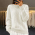 Strikkegenser dame kabelstrikk offwhite