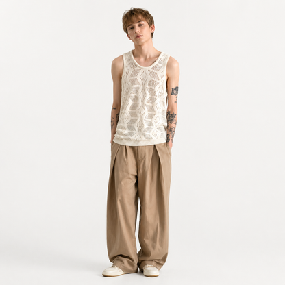 Strikket Vest til Herre – Vintage Hollow Design &amp; Sommer Layering