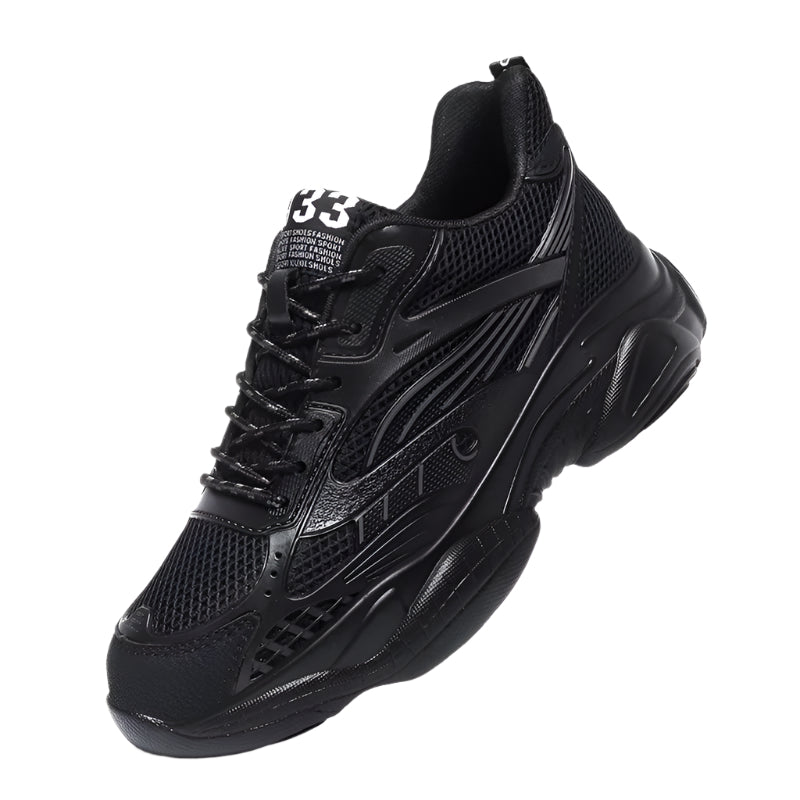 Herresneakers med Skjult 6 cm Høydeøkning – Pustende og Sklisikker Komfort – Svarte sneakers med skjult hæl