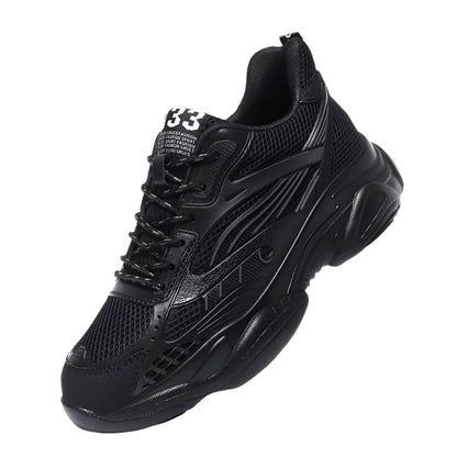 Herresneakers med Skjult 6 cm Høydeøkning – Pustende og Sklisikker Komfort – Svarte sneakers med skjult hæl