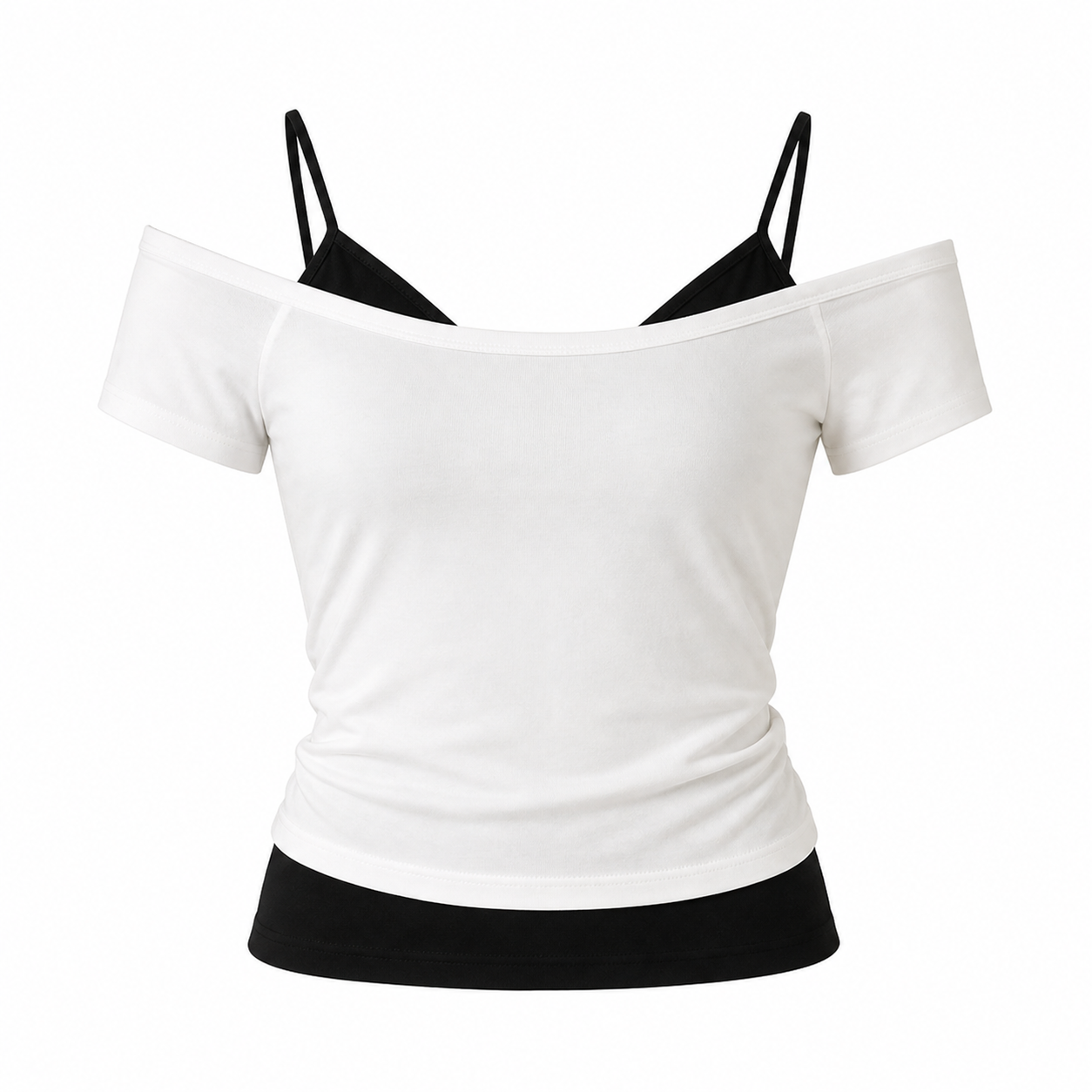 Fake Two-Piece T-skjorte til Dame – Slim Fit &amp; Trendy Sommerstil