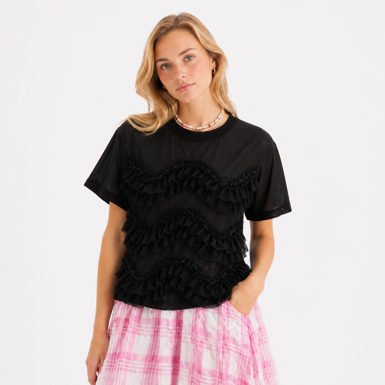 Stretch Mesh Blonde T-skjorte til Dame – Original Sommertopp
