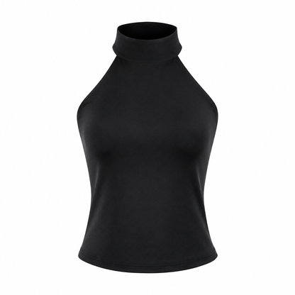 Elegant Halterneck Crop Top til Dame | Ryggløs Topp med Ståkrage