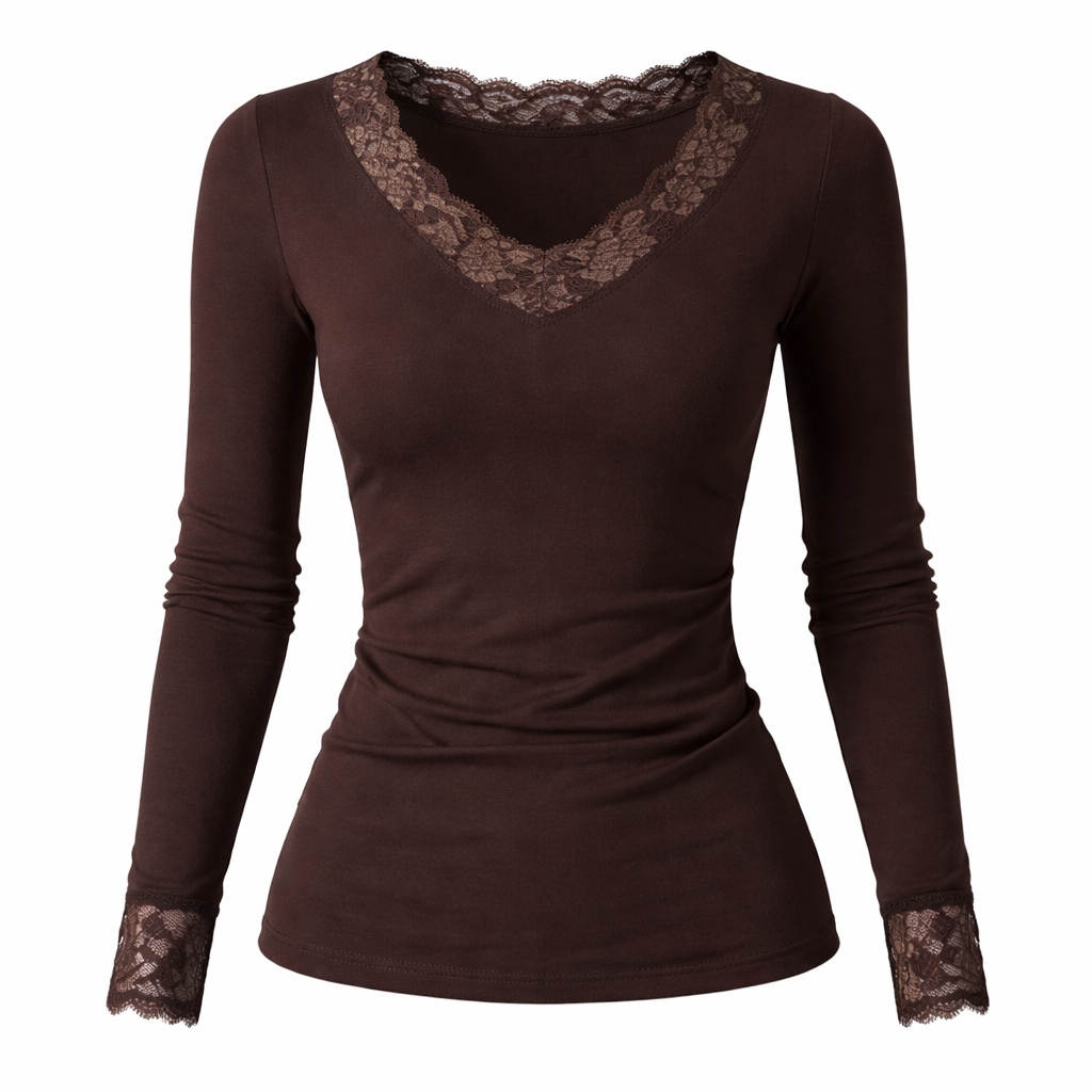 Crop Topp med V-hals og Blonde – Elegant og Trendy Topp til Dame