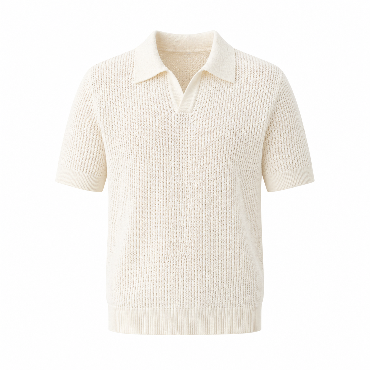 Strikket Polo T-skjorte til Herre – Hollow Design &amp; Slim Fit