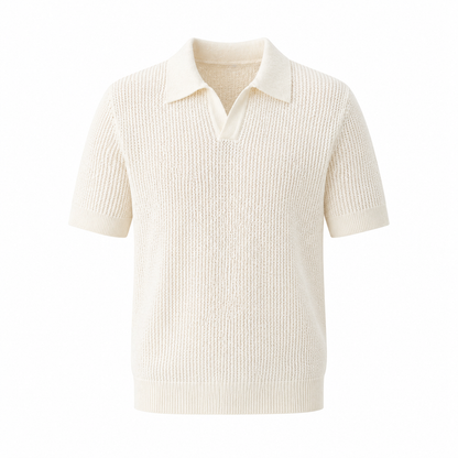 Strikket Polo T-skjorte til Herre – Hollow Design &amp; Slim Fit