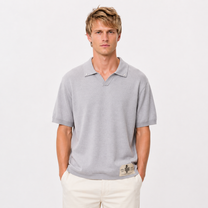 Vintage Polo T-skjorte til Herre – Seagull Collar &amp; Løs Passform