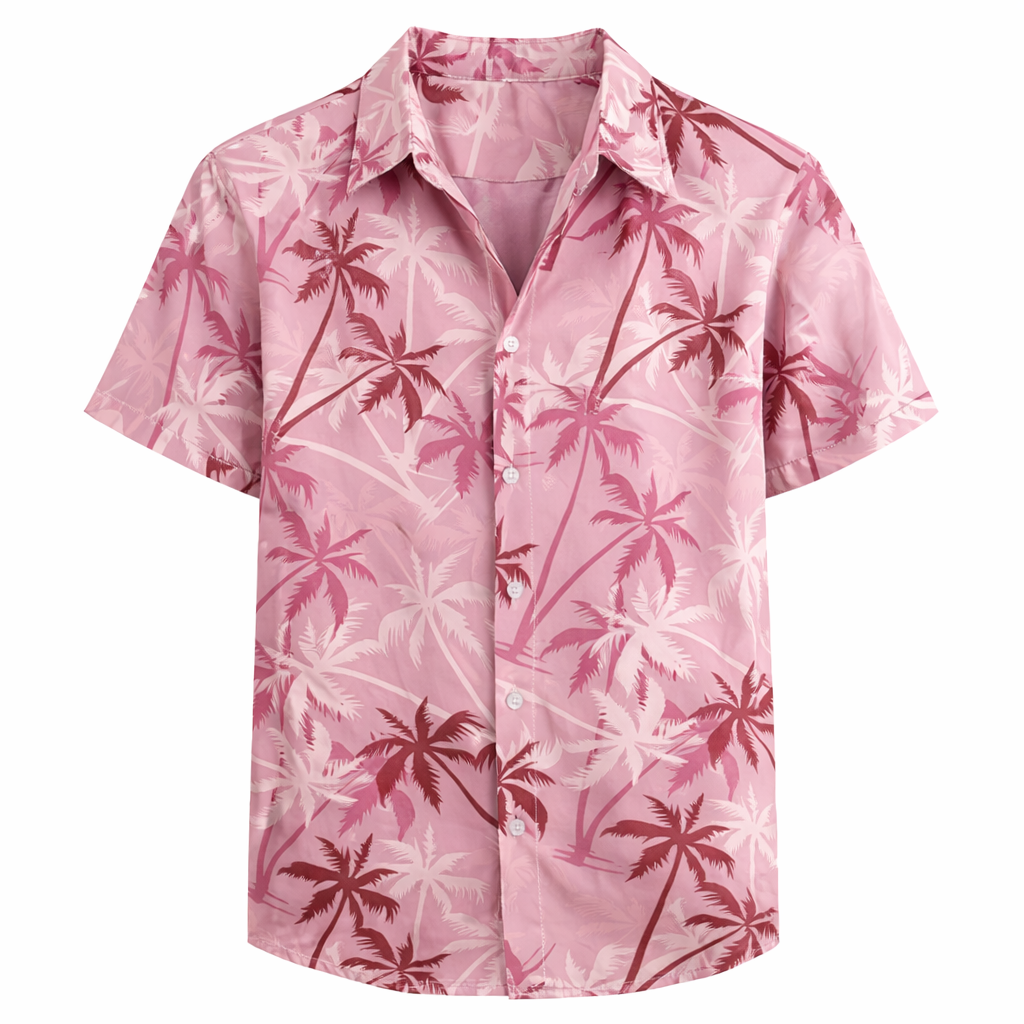 Hawaiisk Skjorte til Herre – Palmetrykk &amp; Tropisk Sommerstil