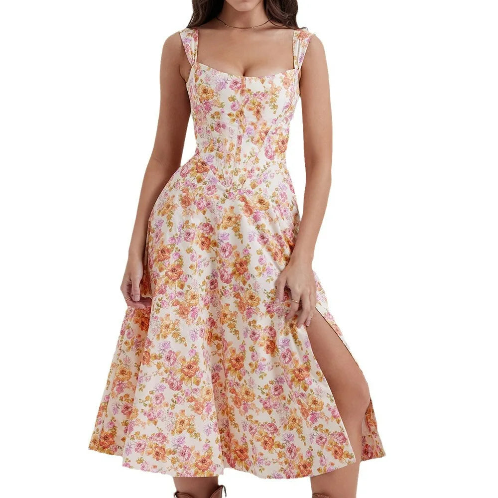 Dahlia Floral Party Midi Kjole