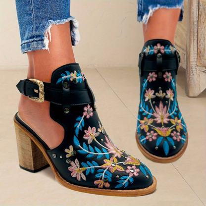 Broderte slingback-hæler for kvinner