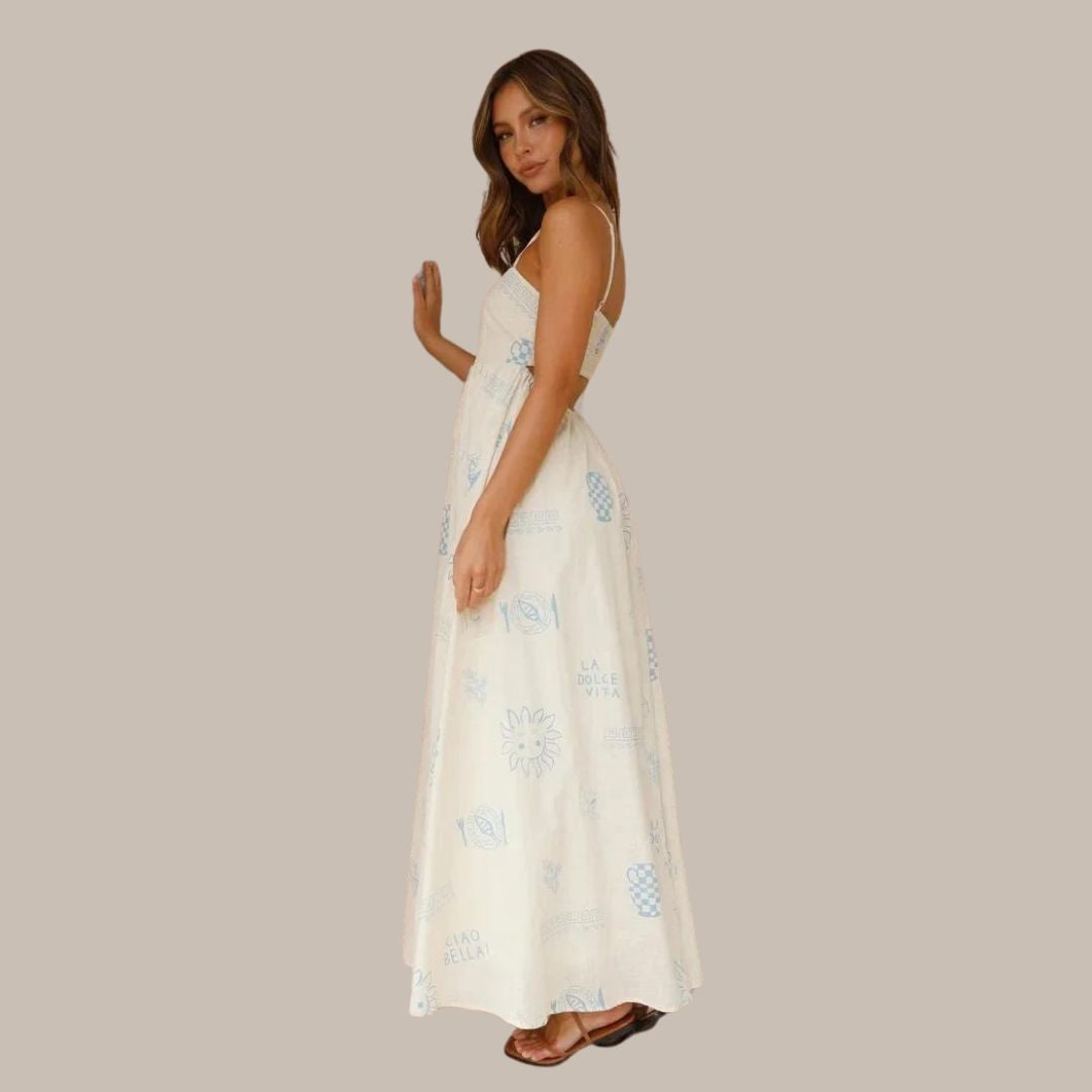 Sommerlig maxikjole med delikate trykk