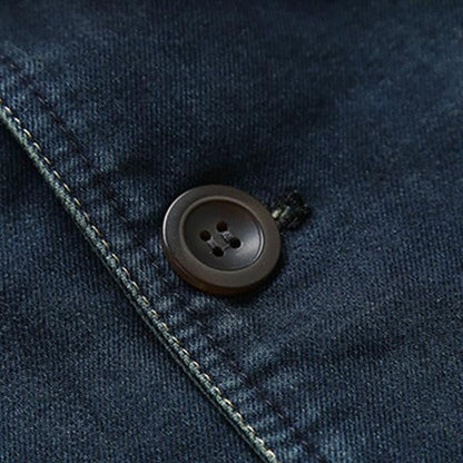 Casual blazer i denim med revers og enkel brystning for menn