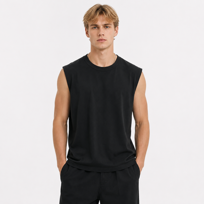 Kraftig Singlet til Herre i Bomull | 250G Ermeløs Tank Topp