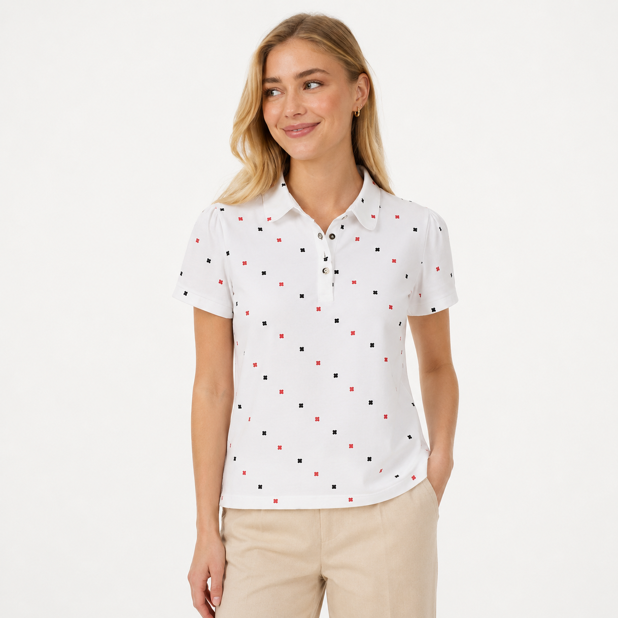 Kortermet Bomullsskjorte til Dame – Slim Fit Sommertopp med Print