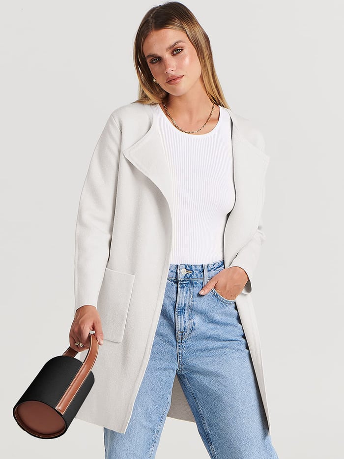 Ny klassisk frakk cardigan med revers