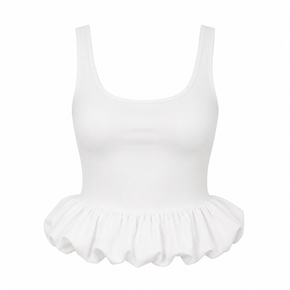 Bomulls Crop Top til Dame – Figurnær Ermeløs Sommertopp