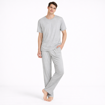 Lett Pysjsett for Menn i Modal – Kortermet Topp og Bukse | Tynt og Komfortabelt Hjemmetøy til Vår og Sommer – 01