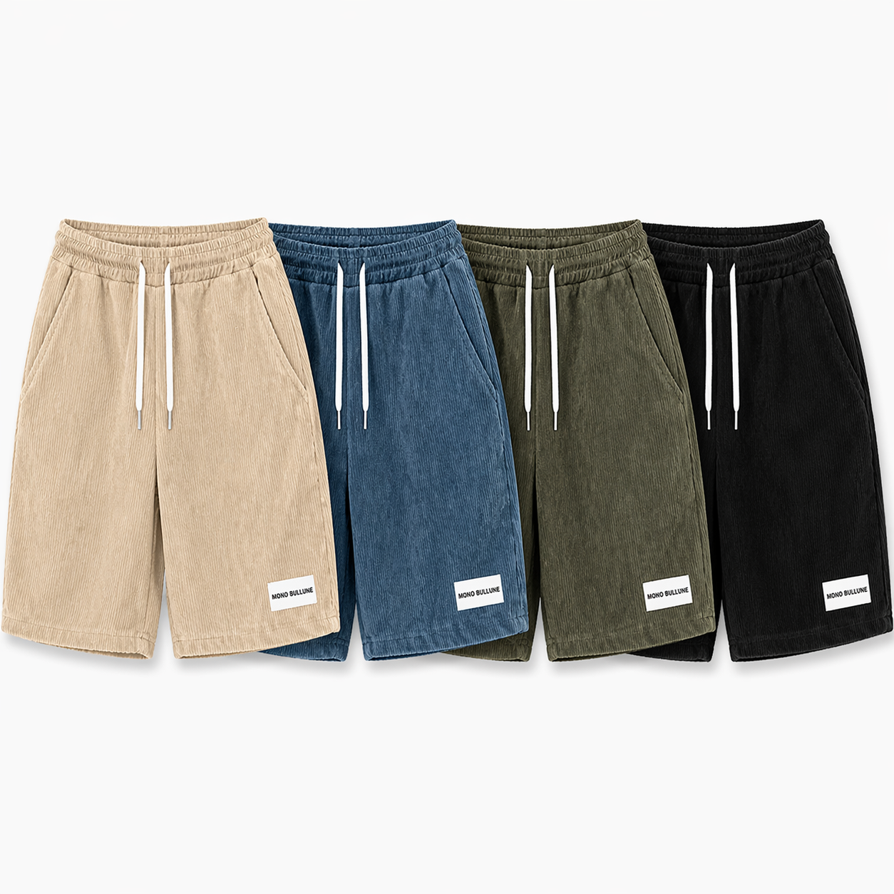 Sommerens Herreshorts i Cordfløyel – Komfortable og Stilrene til Strand, Sport og Fritid Pakke – Khaki + Blå + Grønn + Svart