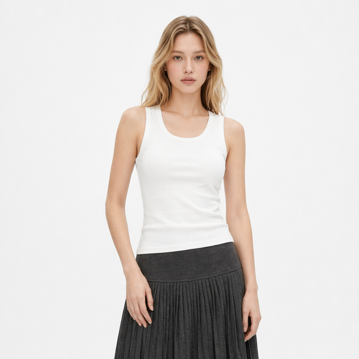 Sort Singlet til Dame – Slim Fit i Myk Bomull