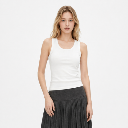 Sort Singlet til Dame – Slim Fit i Myk Bomull