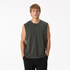 Ermeløs Henley T-skjorte til Herre – 100% Bomull Oversized Singlet – Grå