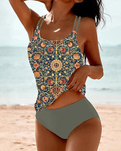 Naomi | Mønstret tankini – Grønn