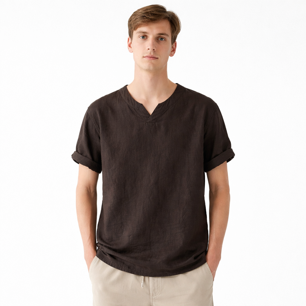 Premium Lin T-skjorte til Herre – 100% Lin, Kinesisk Inspirert &amp; Pustende Sommerstil