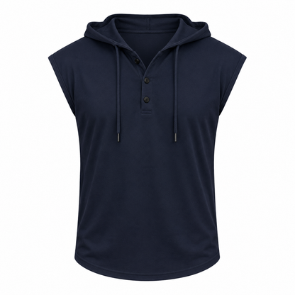 Ermeløs Hettevest til Herre – Sporty Tank Top med Snøring