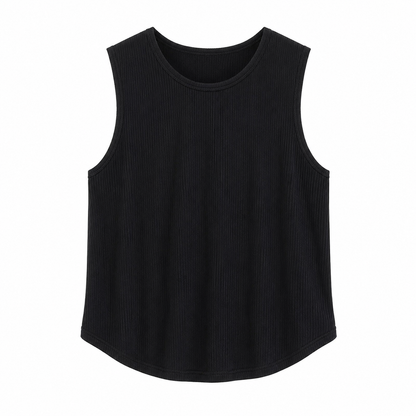 Hvit Ribbestrikket Tanktop for Herre – Løs Ermeløs Sommertopp