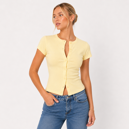 Kortermet T-skjorte til Dame – Slim Fit med Rund Hals for Hverdag og Sommer