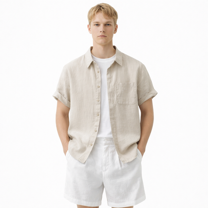 Linskjorte til Herre – 100% Lin, Kortermet &amp; Minimalistisk Sommerstil