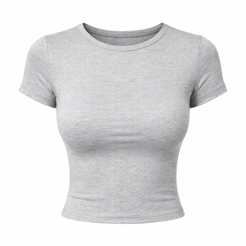 Kort Crop Topp til Dame – Tettsittende T-skjorte i Y2K Stil