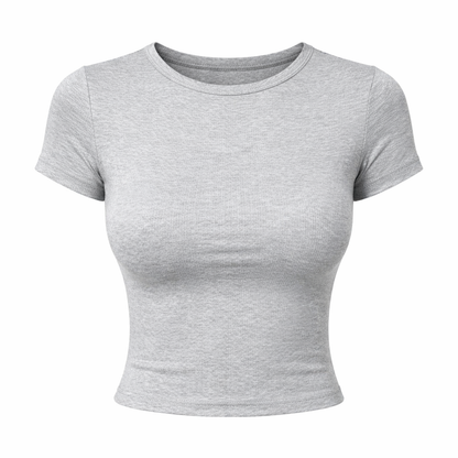 Kort Crop Topp til Dame – Tettsittende T-skjorte i Y2K Stil