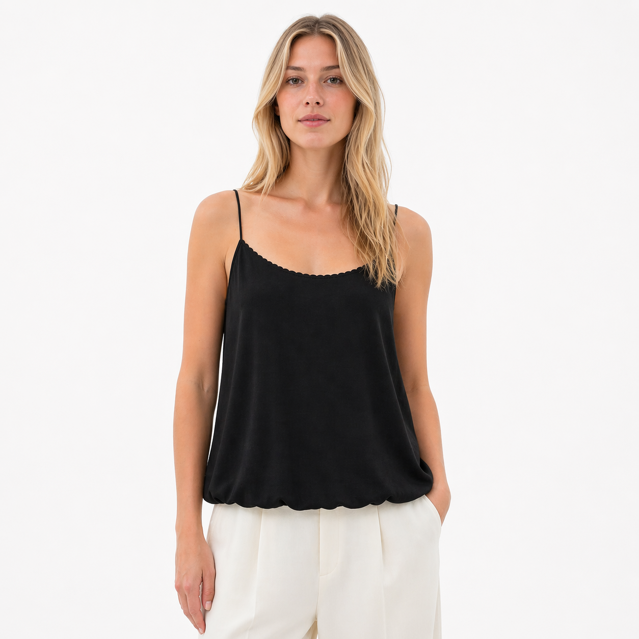 Sateng Camisole til Dame – U-hals &amp; Elegant Spagettistropp Topp