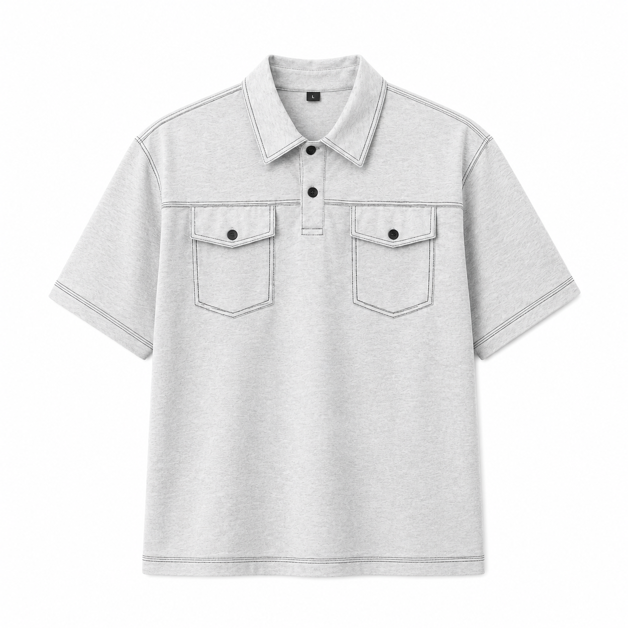Denim Polo til Herre – Kortermet Polo med Doble Brystlommer