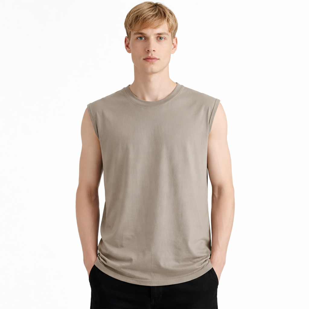 Bomullssinglet til Herre – 100% Bomull, Slim Fit &amp; Perfekt for Trening
