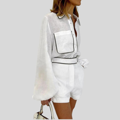 Elegant sett med skjortebluse og shorts
