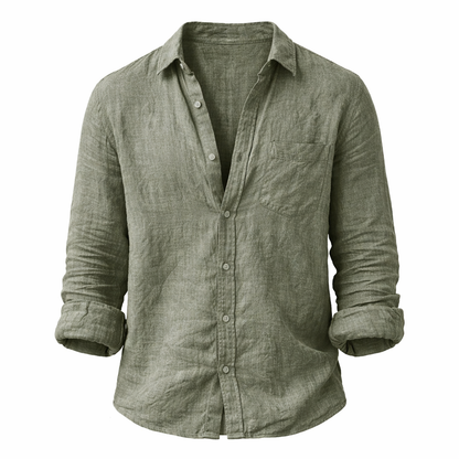 Linskjorte til Herre – Lett og Pustende Langermet Sommarskjorte