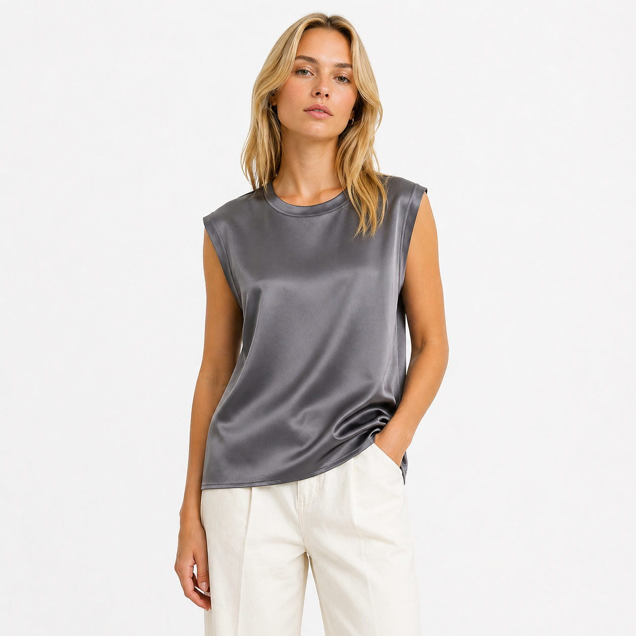 Silke Singlet til Dame – 100% Ren Silke &amp; Elegant Satinfinish