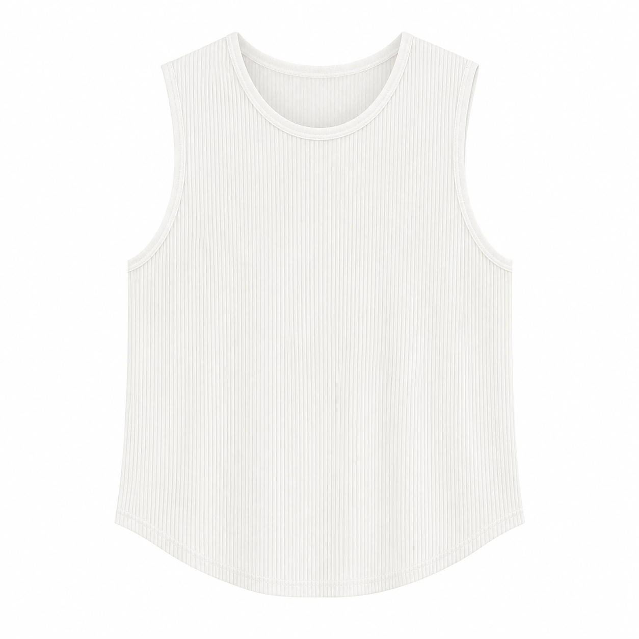 Hvit Ribbestrikket Tanktop for Herre – Løs Ermeløs Sommertopp