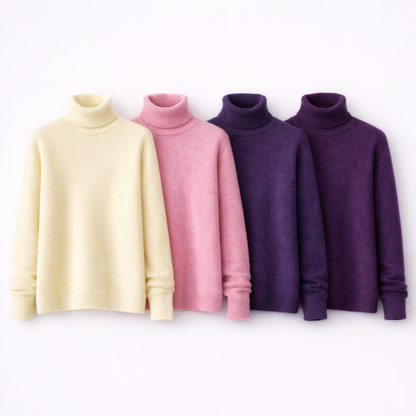 Damegenser i 100% Kasjmir &amp; Mink – Tykk, Varm &amp; Eksklusiv Strikkegenser med Høy Hals | Plus Size (Copy)