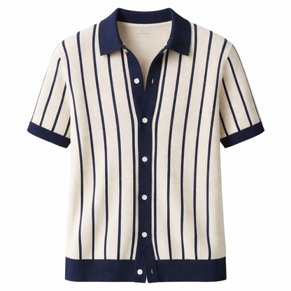 Strikket Polo til Herre – Stripete Patchwork &amp; Smart Casual Sommerstil