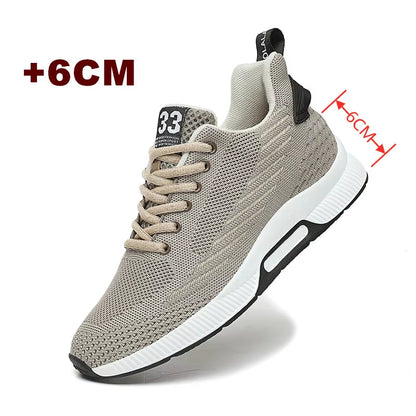 Høye Joggesko for Menn – Skjult Hælinlegg Øker Høyden med 6 cm – Khaki
