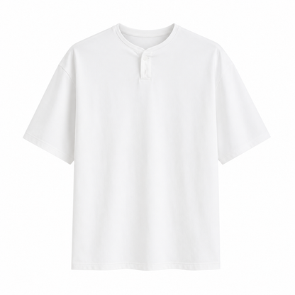 Henley T-skjorte til Herre – Kortermet Bomulls T-skjorte med Knapper